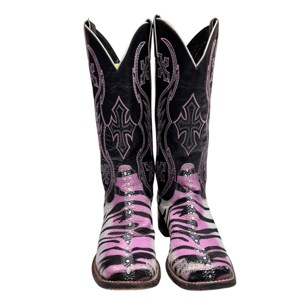 NOCONA TIGER STINGRAY PINK TIGER BOOTS SZ 7.5B - Picture 2 of 14